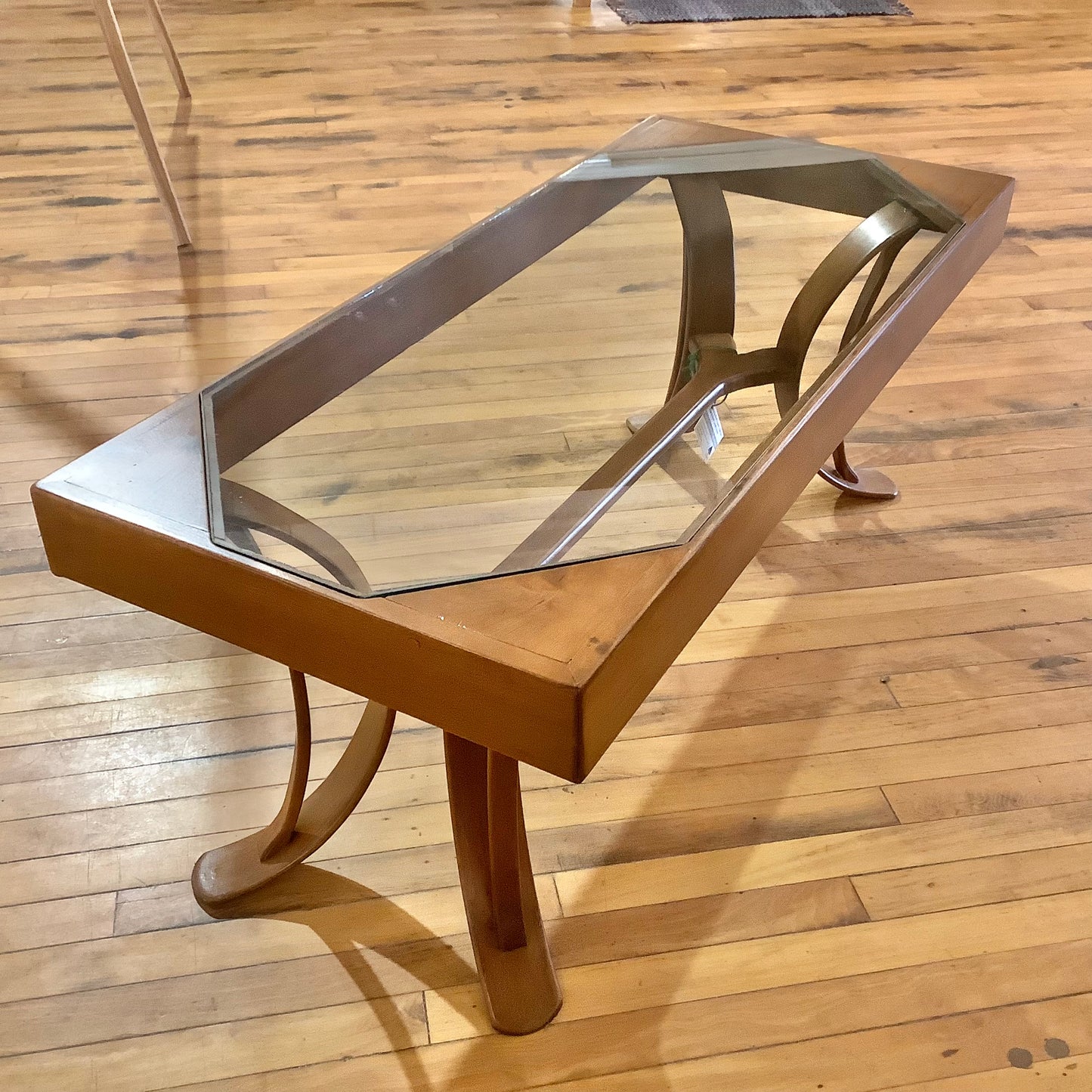 Cherry Coffee Table with Glass Top