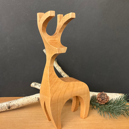 Carved Stylized Deer Maple