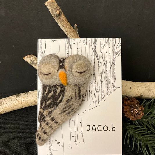 Barred Owl Needlefelted Brooch