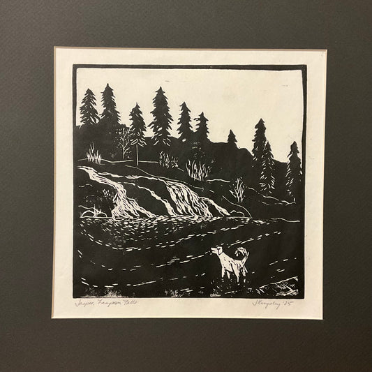 “Jasper, Lampson Falls” Rubber Block Print Matted
