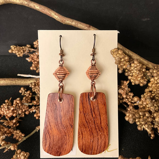Bubinga Earrings with Copper Beads #262