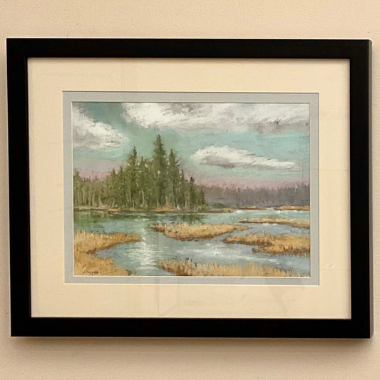 “Early Autumn - the Duck Marsh” Original Framed Pastel
