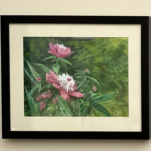 “Peonies in Bloom” Original Framed Pastel