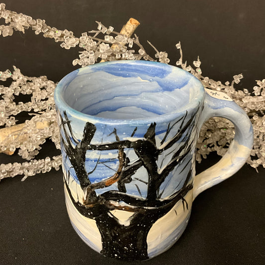 Mug with Carved Winter Tree