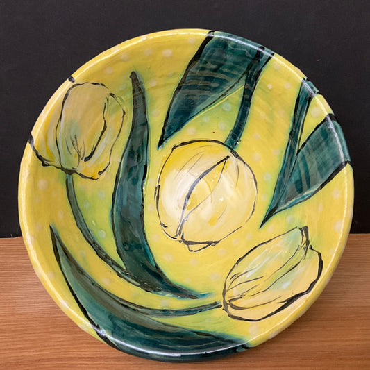 Small Yellow Bowl with Yellow Tulips