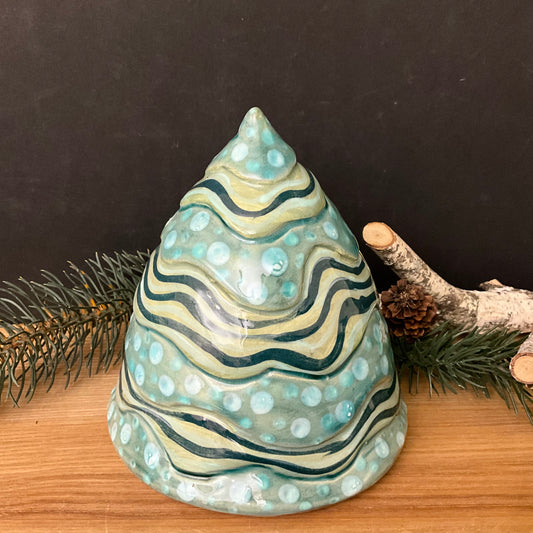 Chunky Ceramic Tree in Greens & Aqua