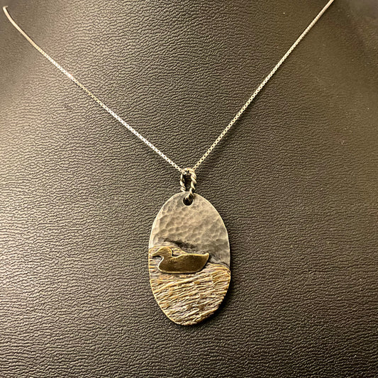 Mixed Metal Pendant Left Facing Mallard