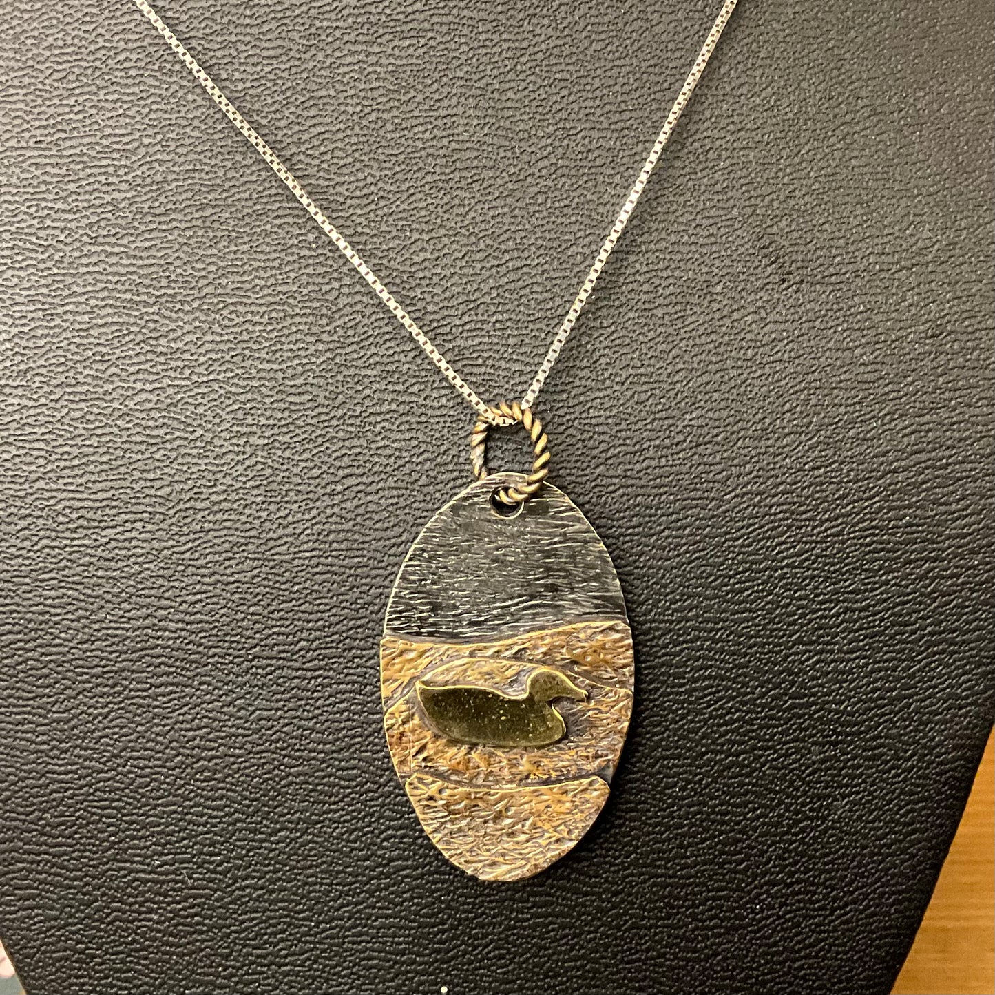 Mixed Metal Pendant Right Facing Mallard