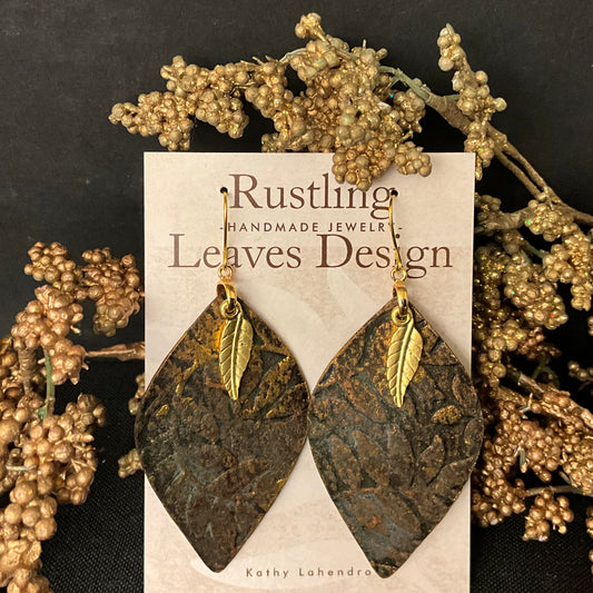 Gold & Black Foliage Earrings