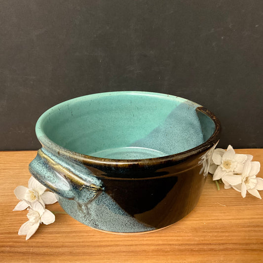 2 Cup Ramekin in Turquoise & Midnight Black