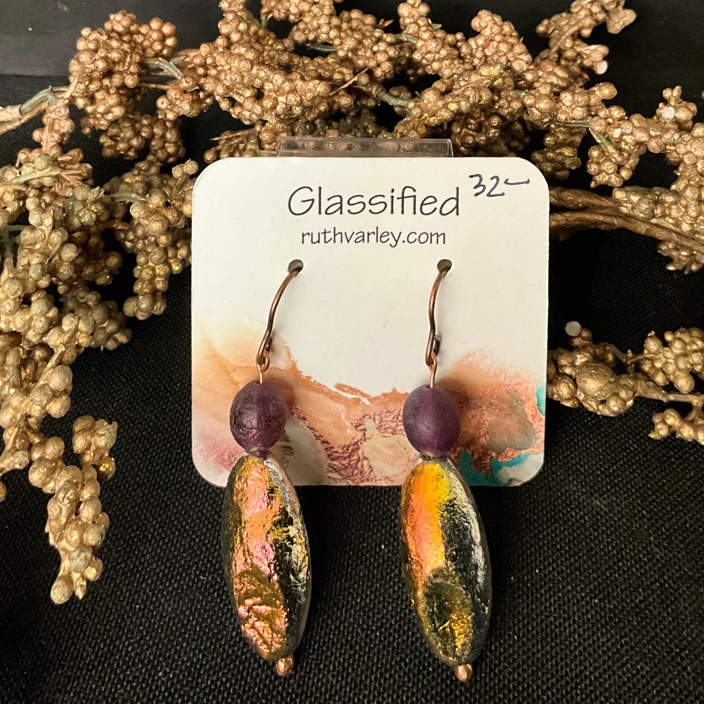 Iridescent Glass Drop Earrings