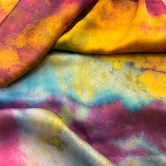 Large Ice Dyed Silk Satin Scarf - Love Child