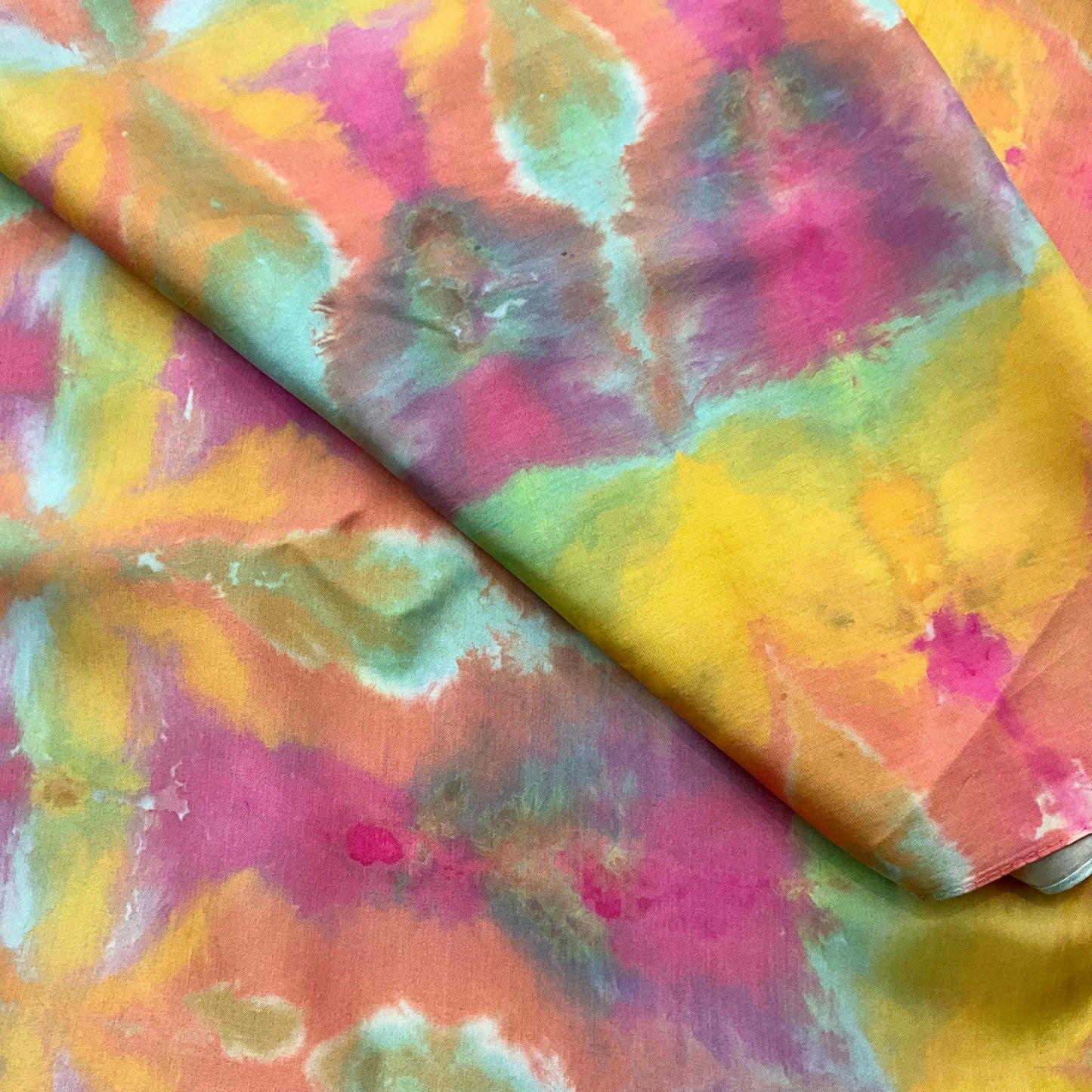 Large Ice Dyed Silk Haboti Scarf - Jade & Berries Colorway
