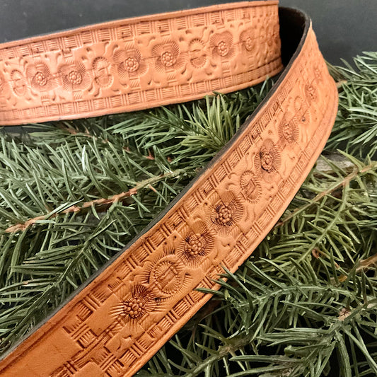Light Brown Tooled Belt 38" #6380