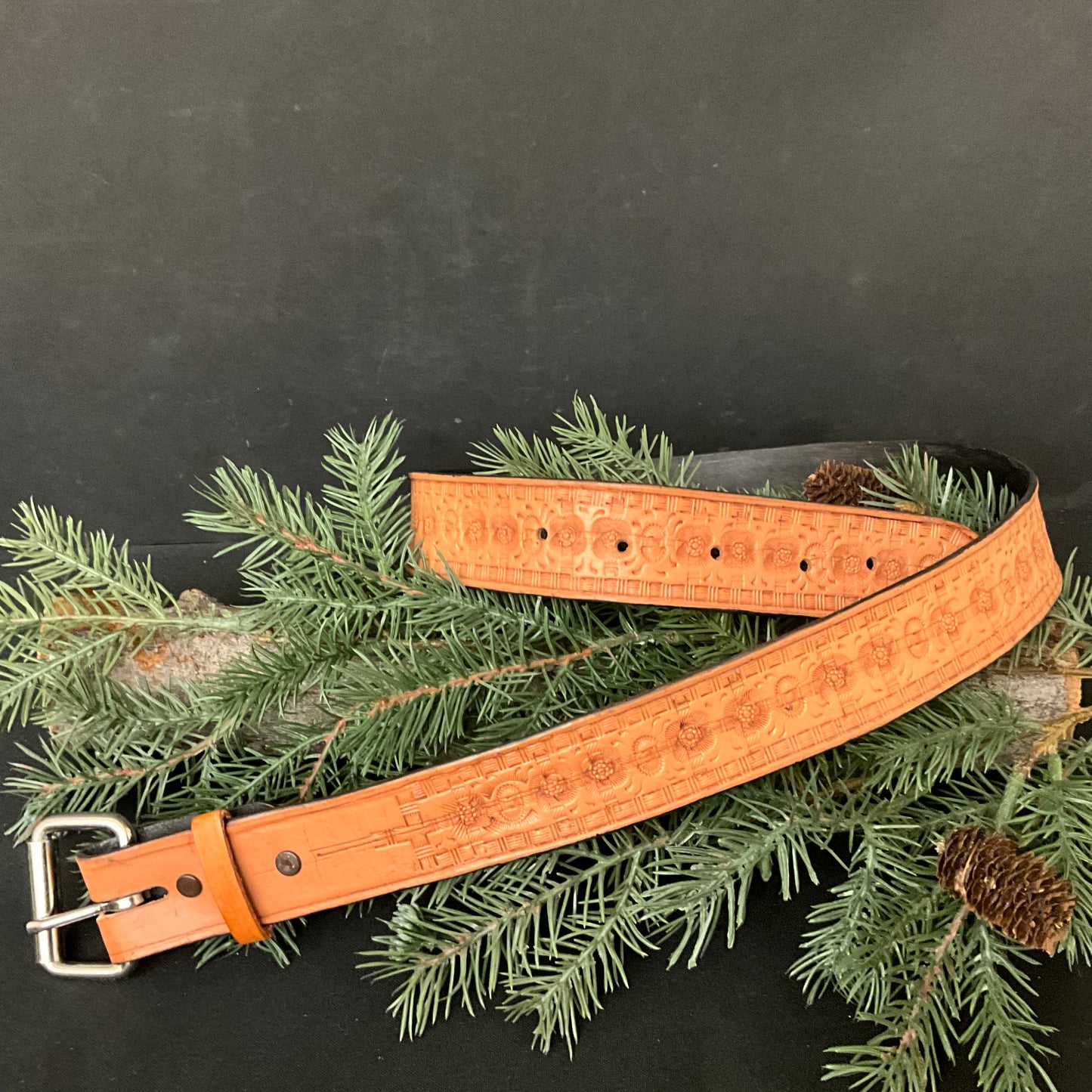 Light Brown Tooled Belt 38" #6380