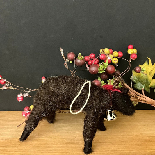 Felted Sheep Ornament Brown
