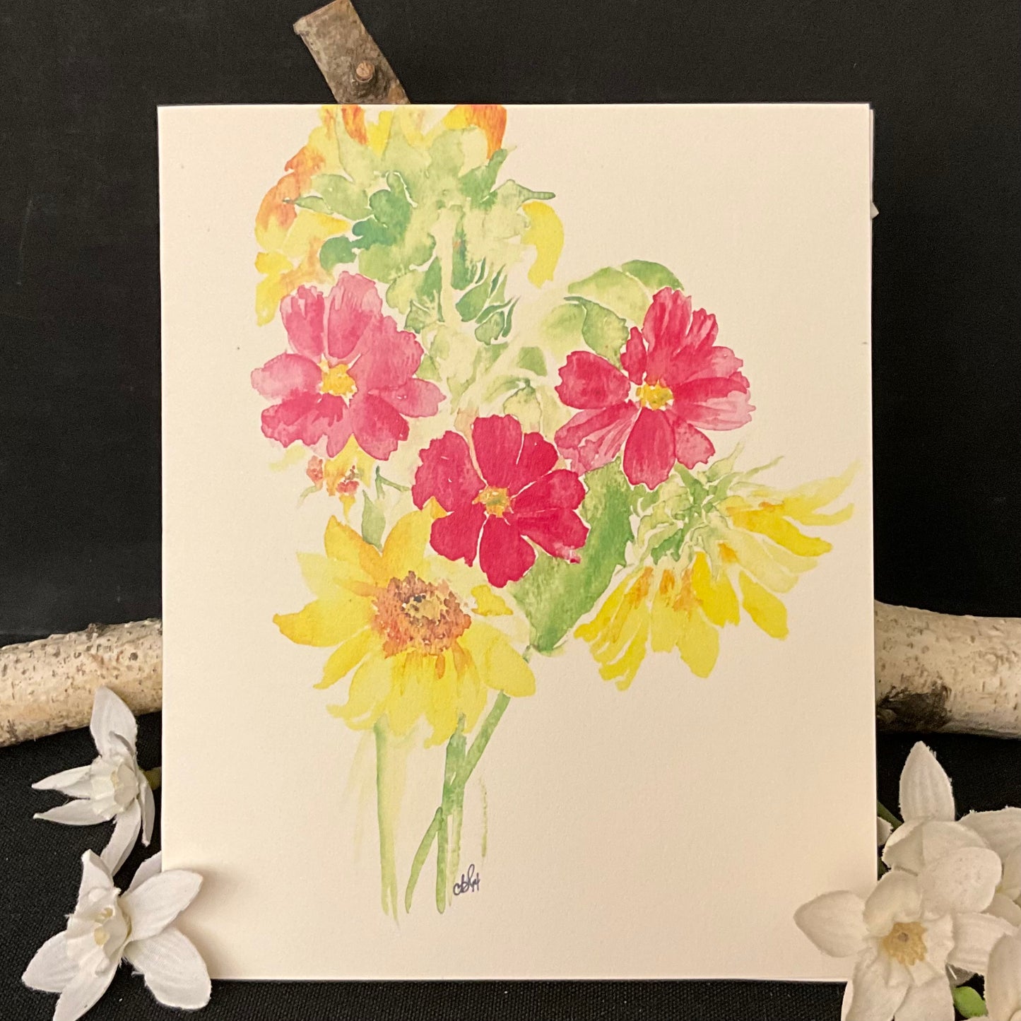 Sunflowers & Cosmos greeting card