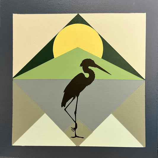 Barn Quilt Heron 1' x 1'