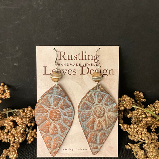 Copper & Patina Embossed Lozenges Earrings
