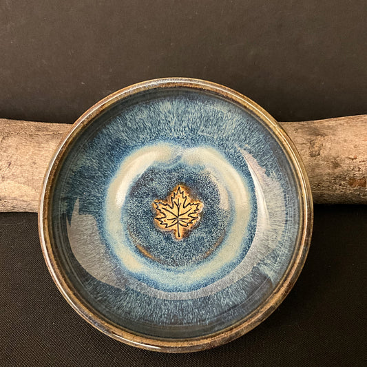 Trinket Dish Maple Leaf Blue