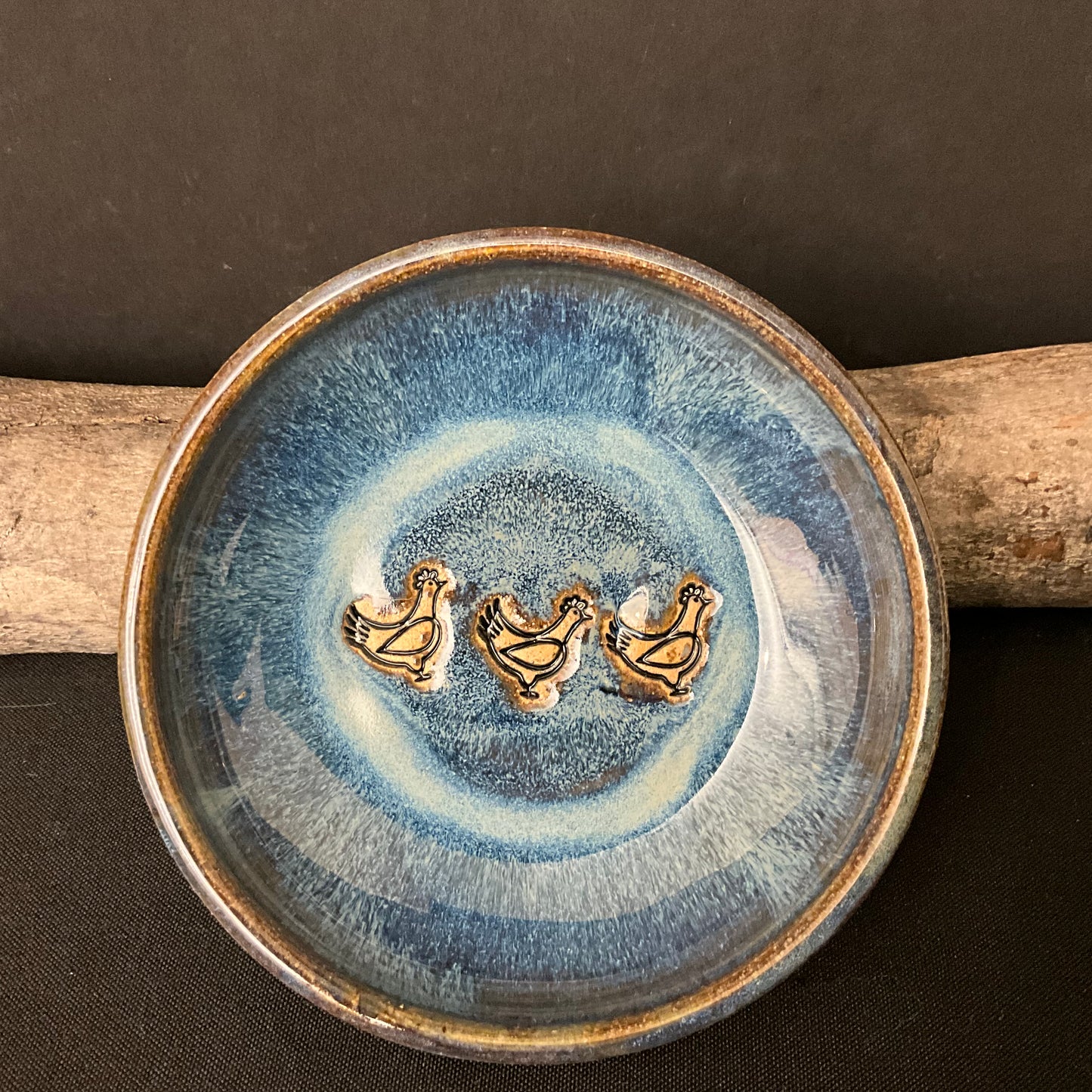 Trinket Dish Chicken Design in Blue