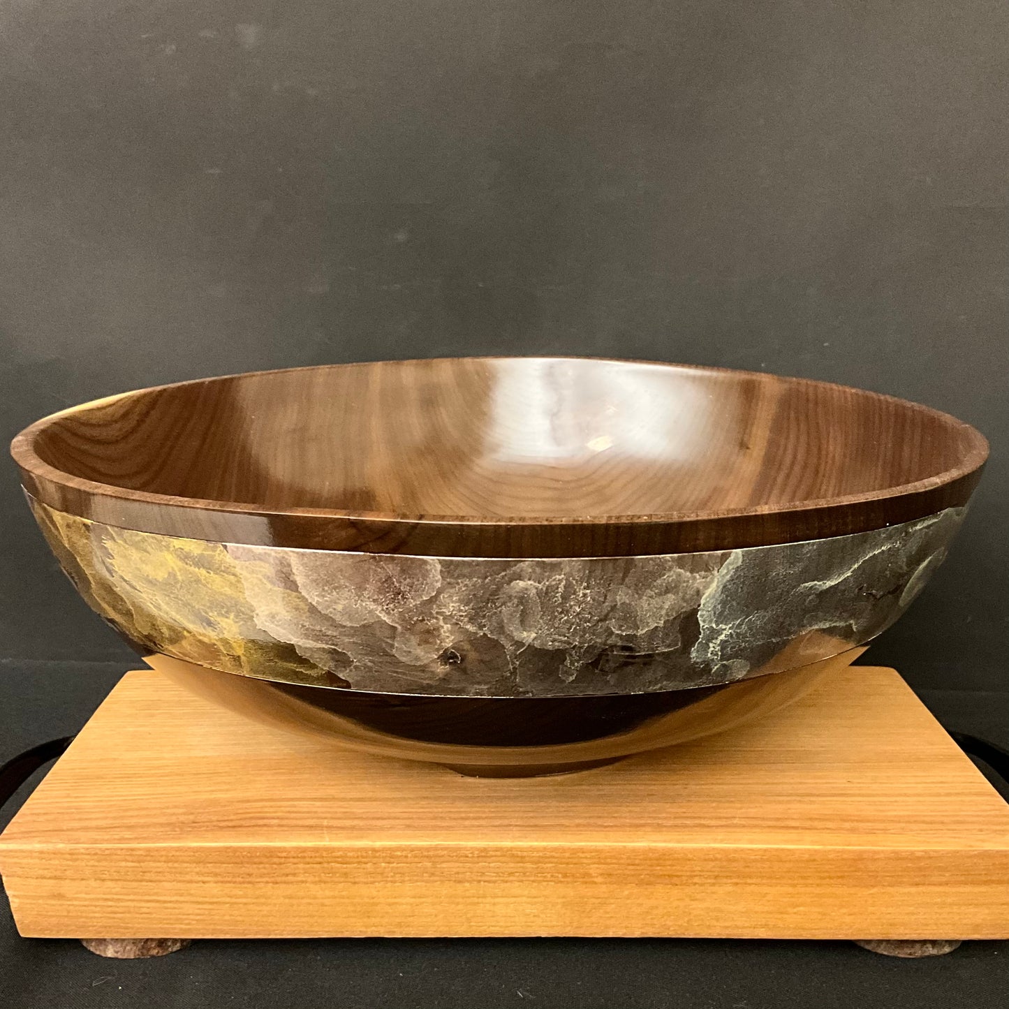 Walnut Bowl w Cosmic Nebulae Design on Rim