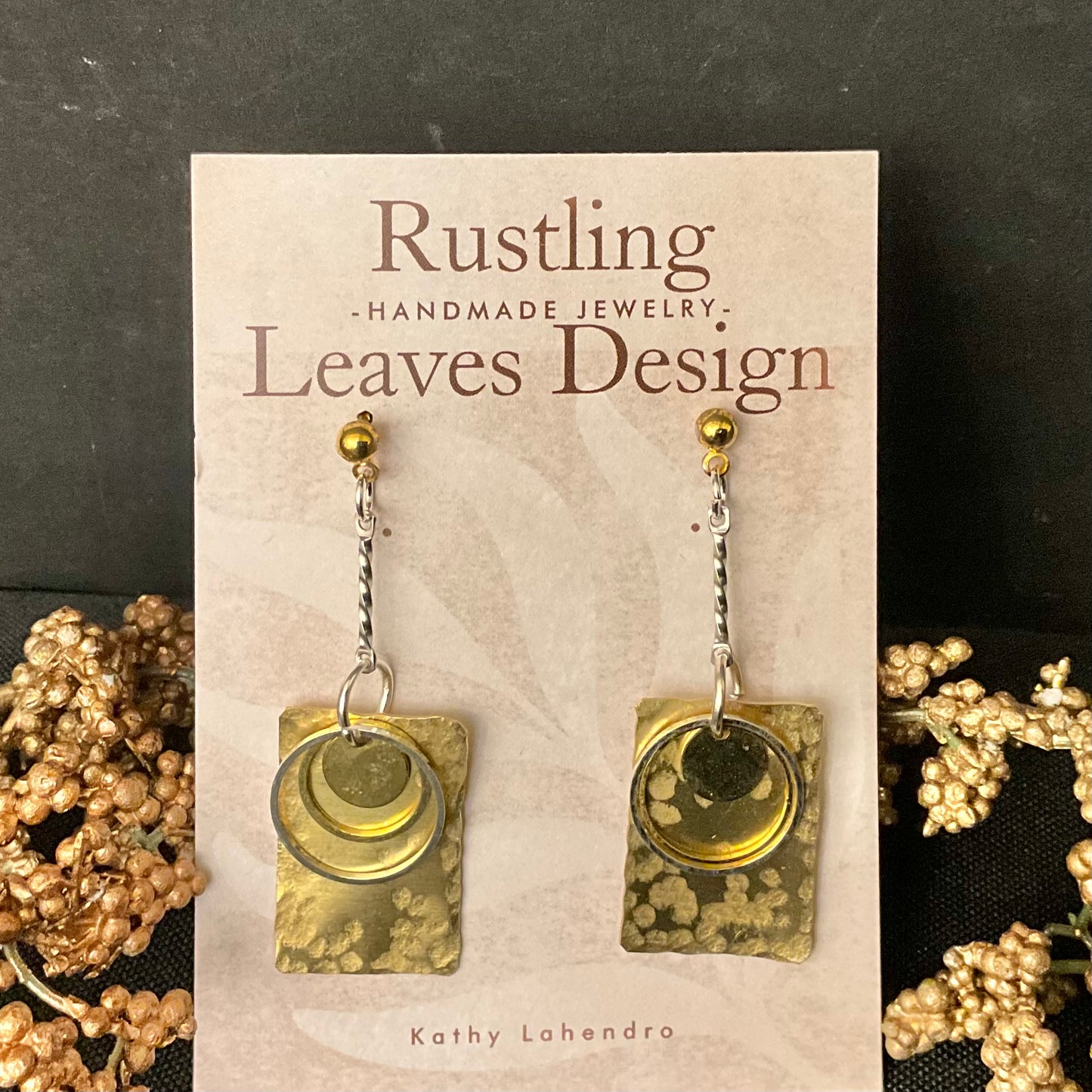 Gold Rectangles w/ silver Hoops Earrings