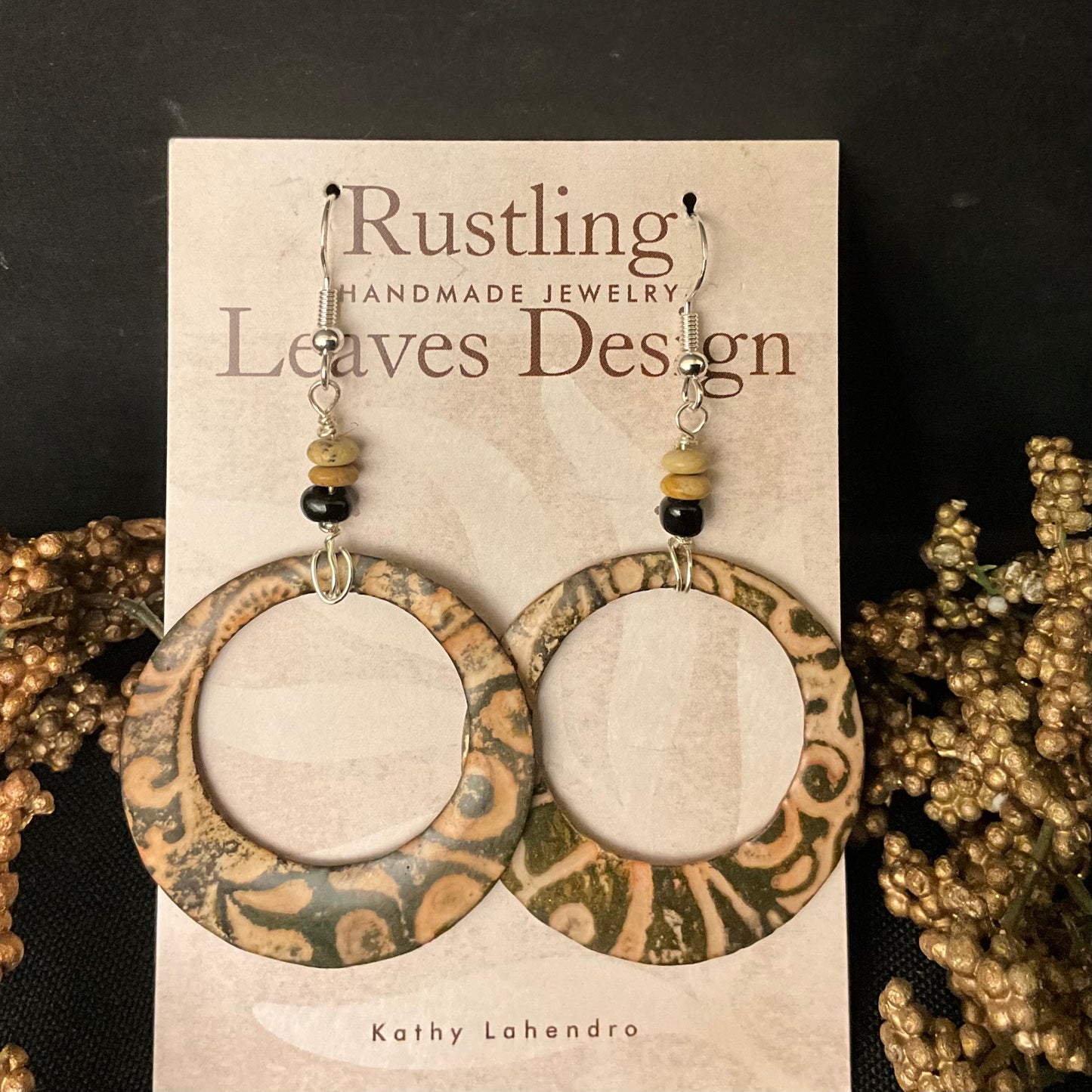 Olive & Cream Hoops Earrings