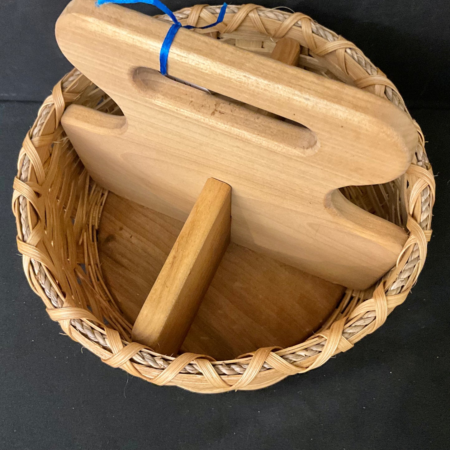Basket with Wood Dividers and Wood Bottom