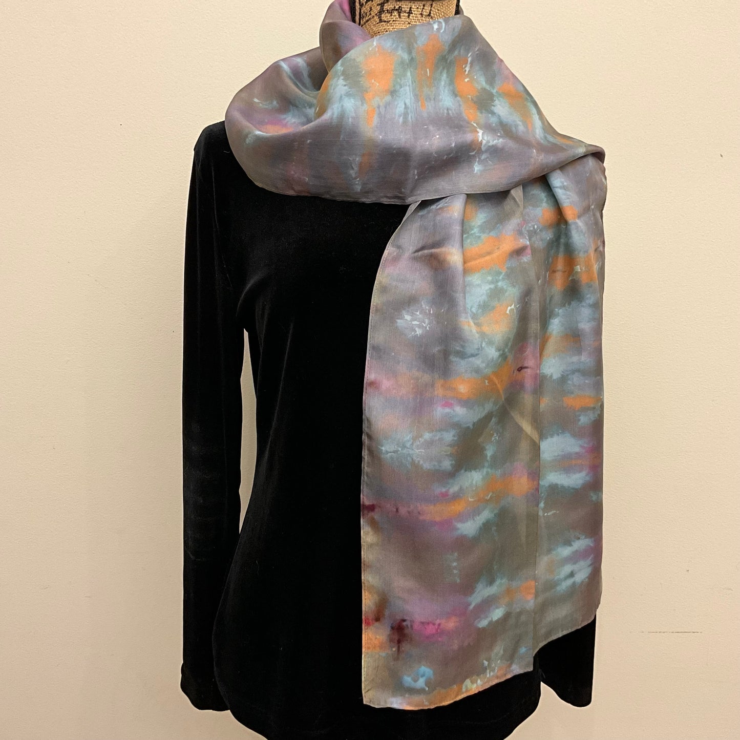 Large Ice Dyed Haboti Scarf - Autumn Blues