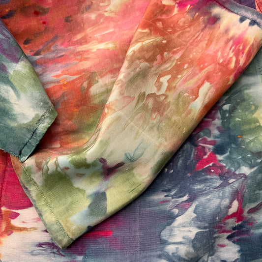 Ice Dyed Silk Dupioni scarf  - Joyful Caravan