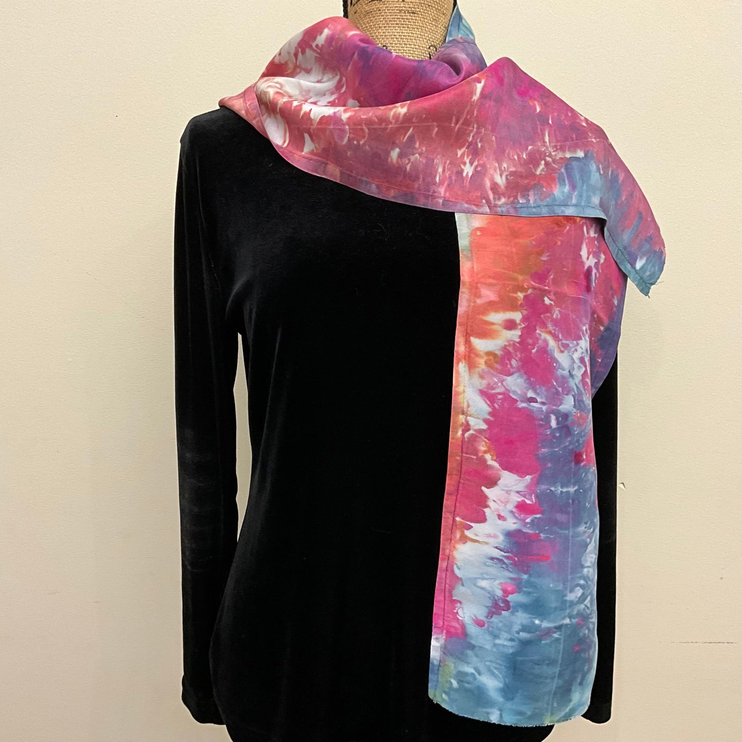 Ice Dyed Silk Dupioni scarf - Joyful Caravan