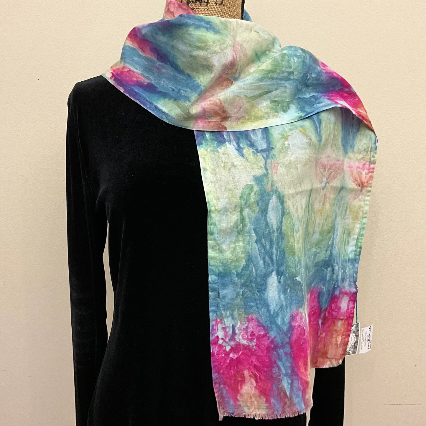 Ice Dyed Silk Linen scarf - Joyful Caravan