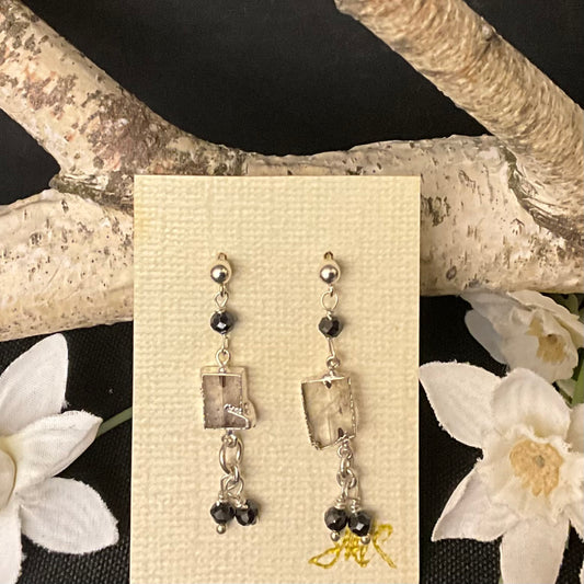 Sterling Framed Kunzite & Spinel Earrings #111