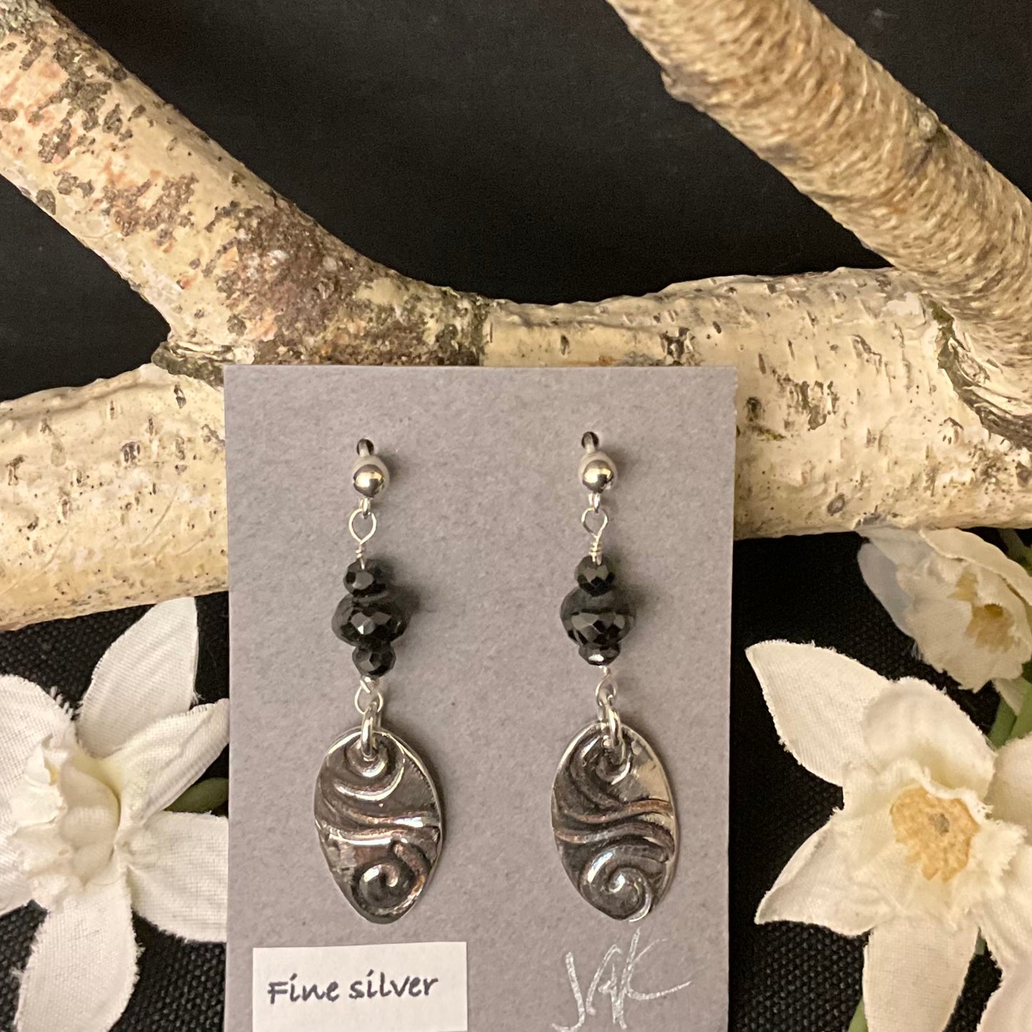 Fine Silver & Spinel earrings #268