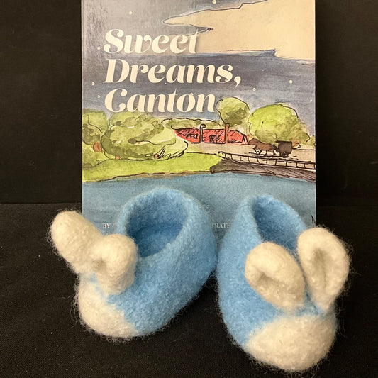 “Hunny Bunny” Baby Booties White & Light Blue