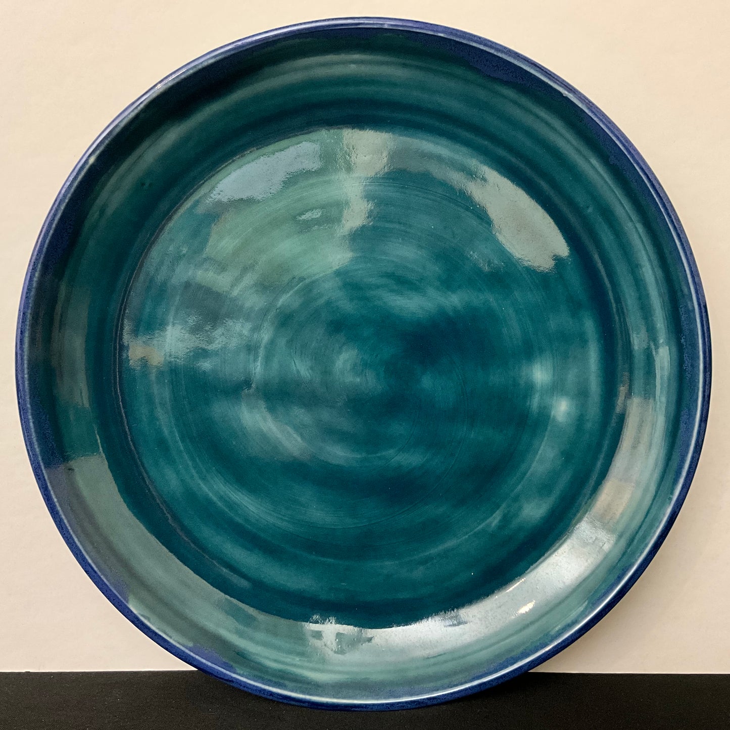 Serving Dish in Dark Turquoise w/ Blue Rim- Joanne Arvisais