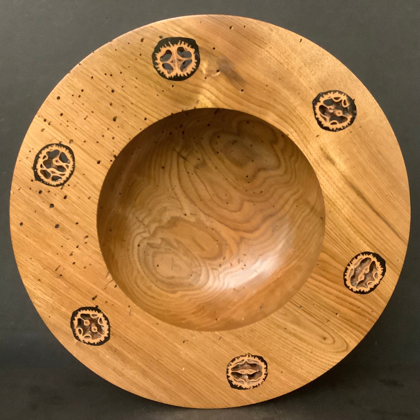 Butternut Bowl with Inlaid Black Walnut Slices