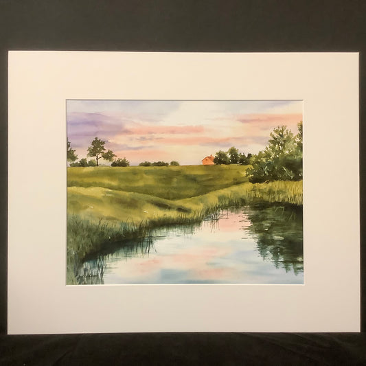 “Farmland Dusk", Matted Print