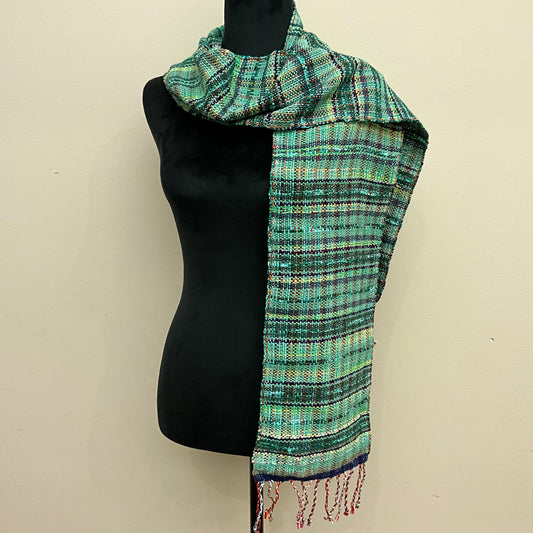 Handwoven “Ella" Scarf E165 Light Greens