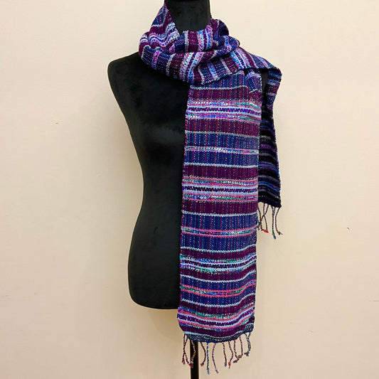 Handwoven “Ella" Scarf E169 Purples and Blue