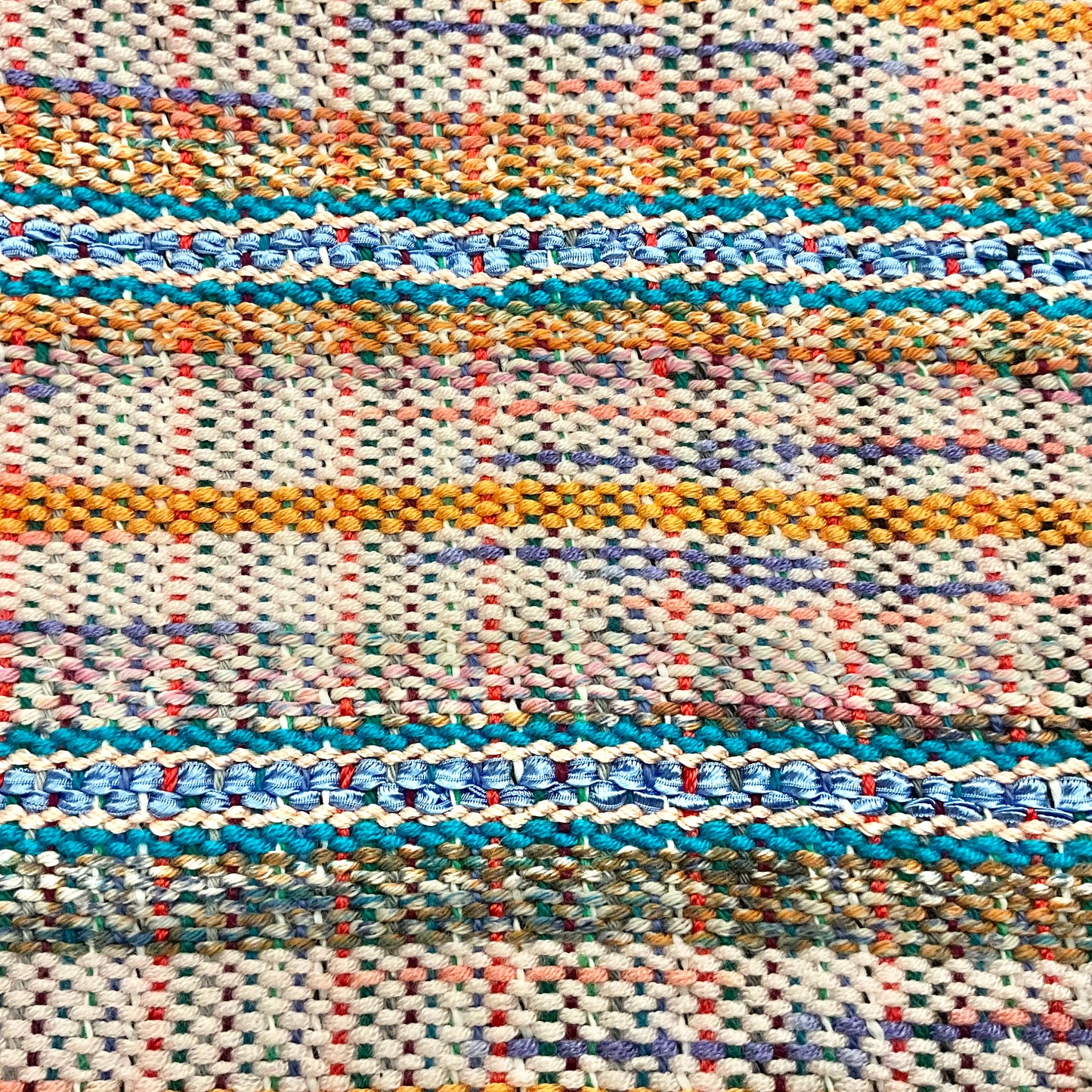 Handwoven “Nora” Scarf N151 Peach and Blue