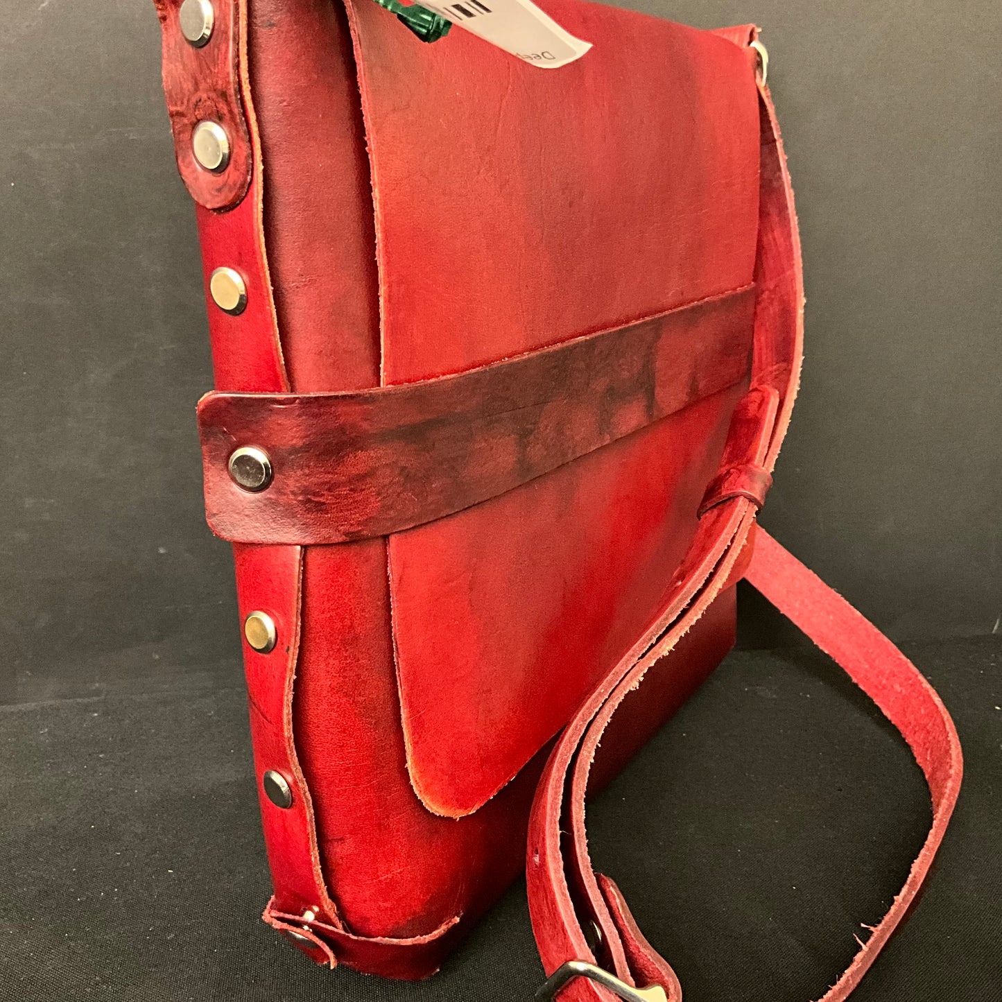 Deep Red veg-tan Leather Purse