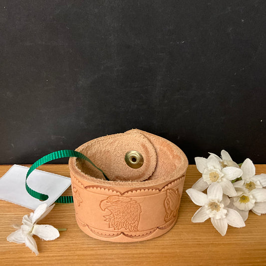 Brown Tooled Leather Cuff Bracelet