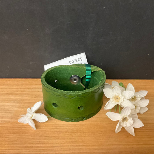 Green Leather Cuff Bracelet