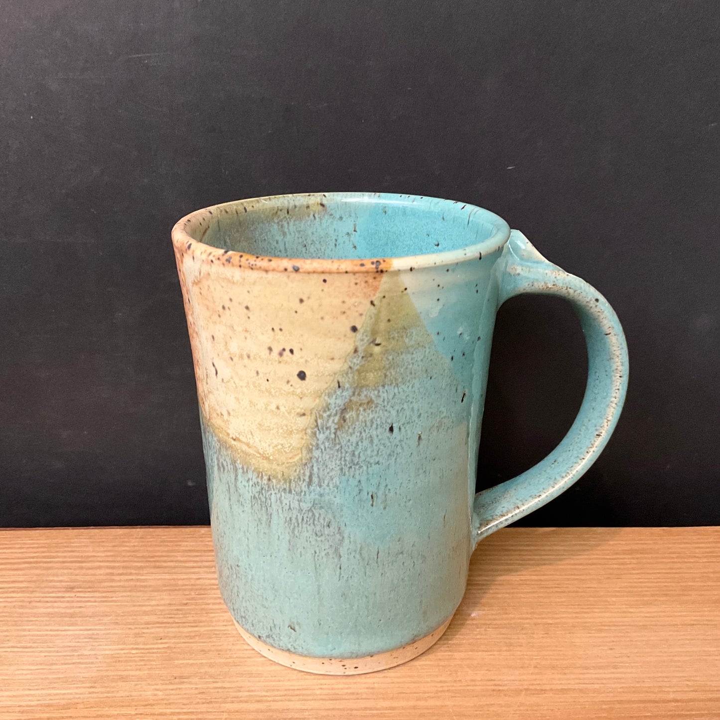 Tall Straight Mug in Turquoise & Sand