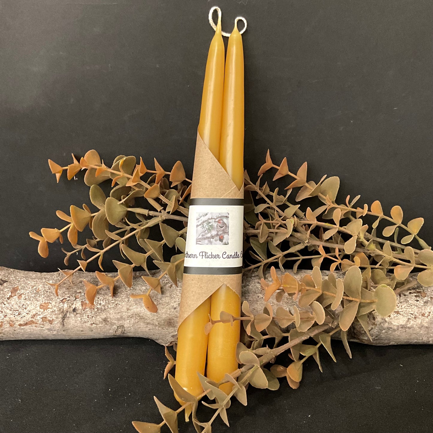 Pair of Hand Dipped Tapers Unscented Harvest Gold