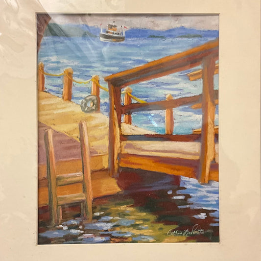 “Lake George Boat House” Original Matted Pastel