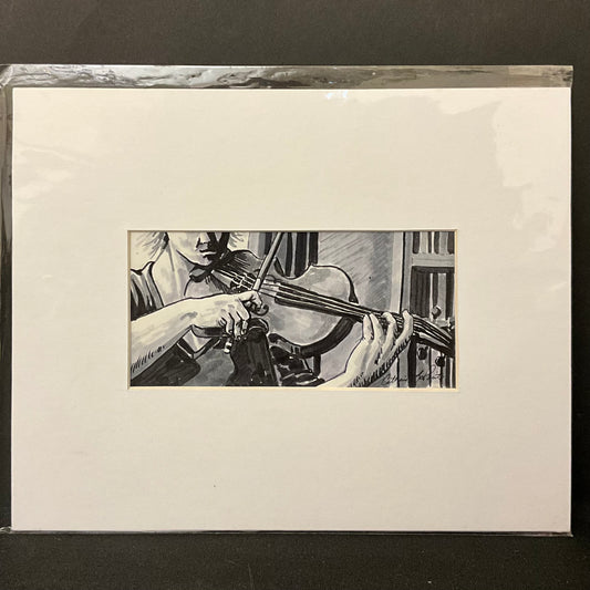 “The Fiddler” Original Matted Drawing