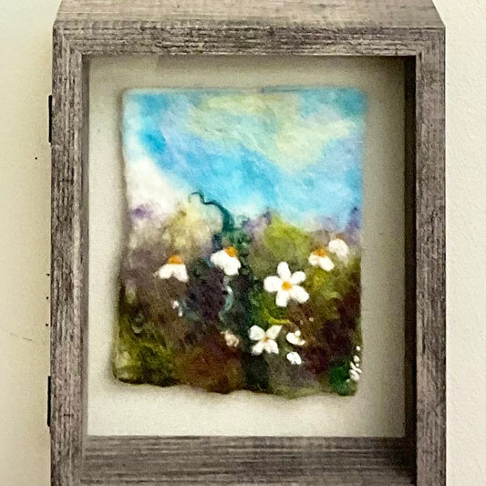 Wild Daisies -  Hand Felted Framed Art